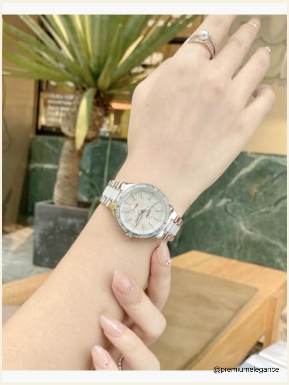 Women's Automatic Watch Skeleton Dial Diamond Bezel Stainless Steel Ceramic 33mm - Picture 2 of 7